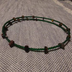 Tiger Eye and Green Beads Choker